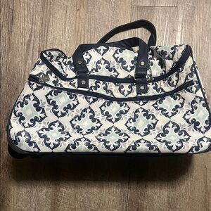 Thirty-One Navy and Cream Travel Bag